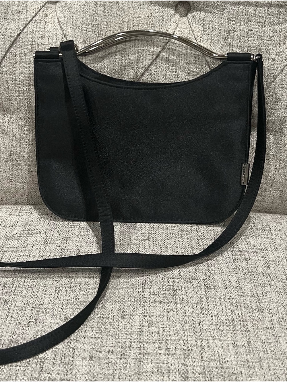 Classy & Sleek Black Guess Shoulder Bag Crossbody Clutch Metal Handle
